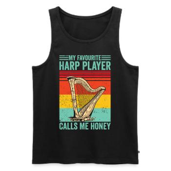 Harfenspieler Harfenist Retro - Männer Premium Bio Tank Top - Schwarz - Vorne - Michal (187cm)