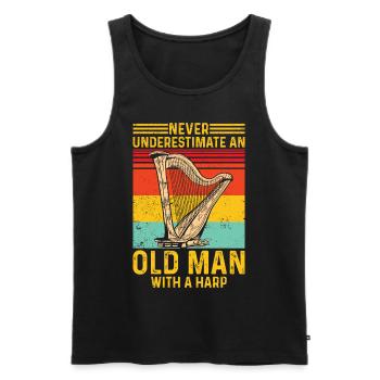 Harfenspieler Harfenist Retro - Männer Premium Bio Tank Top - Schwarz - Vorne - Michal (187cm)