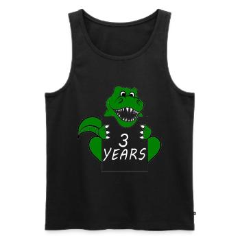 Fête d’anniversaire des enfants - 3 ans - DINOSAURE - Débardeur bio Premium Homme - noir - Devant - Michal (187cm)
