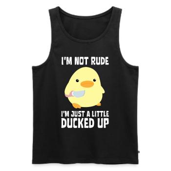 Ducked Up - Canard au couteau Ente mit Messer - Débardeur bio Premium Homme - noir - Devant - Michal (187cm)