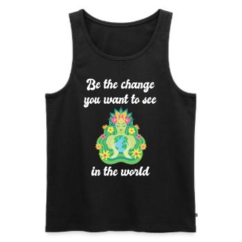 Be the change you want to see in the world - Männer Premium Bio Tank Top - Schwarz - Vorne - AI Model Male 178 light (178cm)