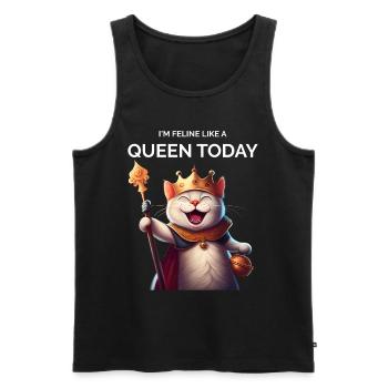 Chat Maman Dessin animé Chat Reine de la Couronne - Débardeur bio Premium Homme - noir - Devant - AI Model Male 178 light (178cm)