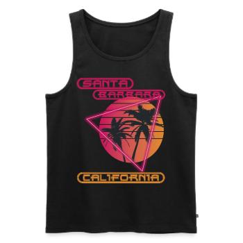 Retro Palme Kalifornien Santa Barbara Urlaub Ozean - Männer Premium Bio Tank Top - Schwarz - Vorne - Michal (187cm)