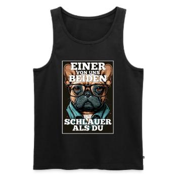 Eines von uns beiden ist schlauer Hund Mops Brille - Männer Premium Bio Tank Top - Schwarz - Vorne - AI Model Male 178 light (178cm)