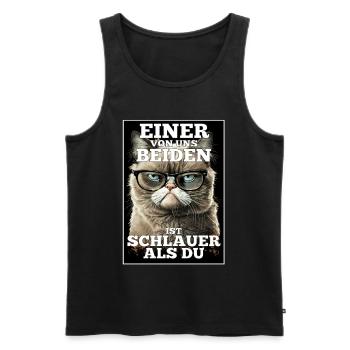 Eines von uns beiden ist schlauer Katze Brille - Männer Premium Bio Tank Top - Schwarz - Vorne - AI Model Male 178 light (178cm)