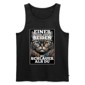 Eines von uns beiden ist schlauer Katze Brille - Männer Premium Bio Tank Top - Schwarz - Vorne - AI Model Male 178 light (178cm)