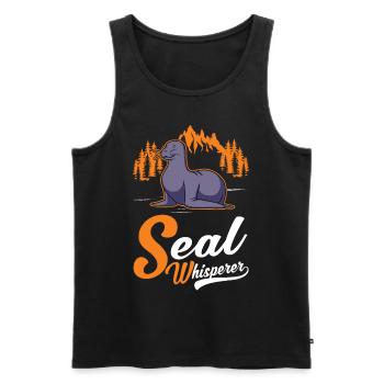 Robbenflüsterer Seerobbe Robbe Seehund - Männer Premium Bio Tank Top - Schwarz - Vorne - AI Model Male 178 light (178cm)