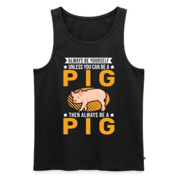 Porc Cadeau Agriculteur Cochon - Débardeur bio Premium Homme - noir - Devant - Michal (187cm)