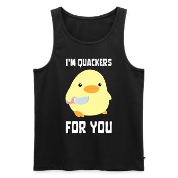 I'm Quackers For You - Funny Duck with knife Meme - Men's Premium Organic Tank Top - black - Front - AI Model Male 178 light (178cm)