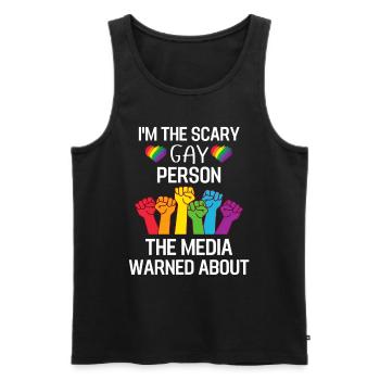 Regenbogen Faust Gay Pride Geschenk Lustiges LGBT - Männer Premium Bio Tank Top - Schwarz - Vorne - Michal (187cm)