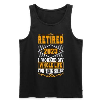 Retired 2023 Pensioner Pension Pensioner - Men's Premium Organic Tank Top - black - Front - AI Model Male 178 light (178cm)