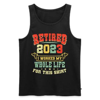 Retired 2023 Pensioner Pension Pensioner - Men's Premium Organic Tank Top - black - Front - AI Model Male 178 light (178cm)