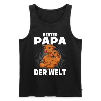 Bester Papa der Welt Vatertag Vater Bulle Stier - Männer Premium Bio Tank Top - Schwarz - Vorne - Michal (187cm)