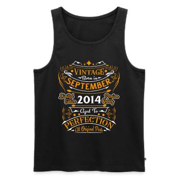 September 2014 Originelle Geschenkidee zum Geburtstag - Männer Premium Bio Tank Top - Schwarz - Vorne - Michal (187cm)