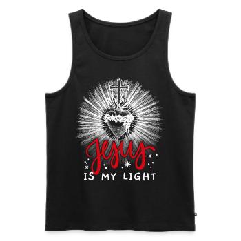 Jesus Christus, Vintage Herz, Dornenkrone, Spruch - Männer Premium Bio Tank Top - Schwarz - Vorne - AI Model Male 178 light (178cm)