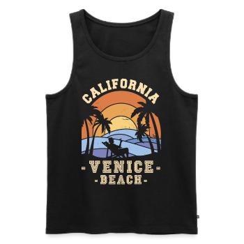 Californie Venice Beach Palm Holidays Sea Brandu - Débardeur bio Premium Homme - noir - Devant - Michal (187cm)