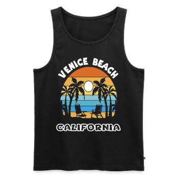Venice Beach Vacances en famille California Ocean Palm - Débardeur bio Premium Homme - noir - Devant - Michal (187cm)