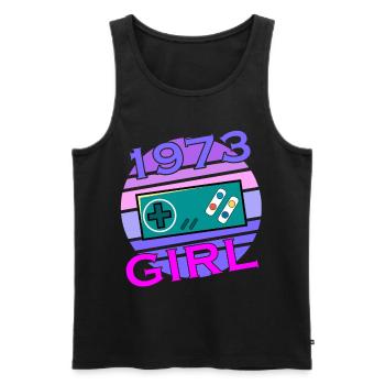 Level 50 Freigeschaltet seit 1973 Funny Gamer Girl - Männer Premium Bio Tank Top - Schwarz - Vorne - AI Model Male 178 light (178cm)