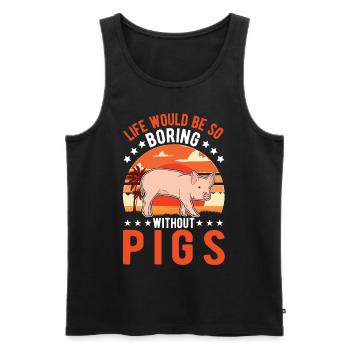 Porc Cadeau Agriculteur Cochon - Débardeur bio Premium Homme - noir - Devant - Michal (187cm)