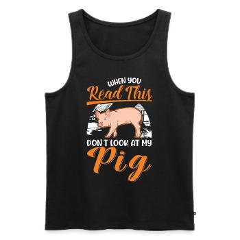 Porc Cadeau Agriculteur Cochon - Débardeur bio Premium Homme - noir - Devant - Michal (187cm)