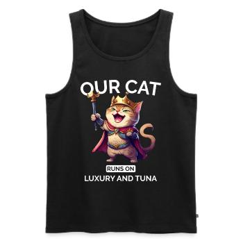 Cat Mom Dad Cartoon Cat Laughing - Men's Premium Organic Tank Top - black - Front - Michal (187cm)