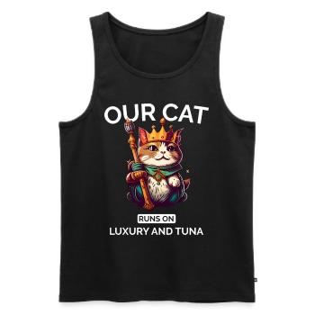 Chat Maman Papa Mignon Chat Amant - Débardeur bio Premium Homme - noir - Devant - AI Model Male 178 light (178cm)