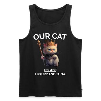 Chat Maman Papa Drôle Chat Royal - Débardeur bio Premium Homme - noir - Devant - Michal (187cm)