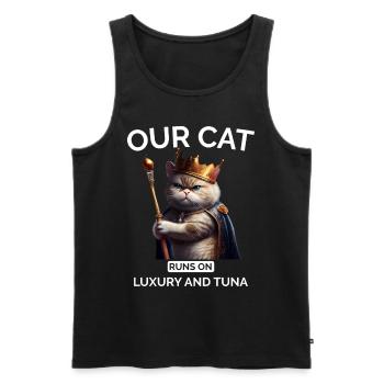 Chat Maman Papa Royal Chat - Débardeur bio Premium Homme - noir - Devant - Michal (187cm)