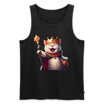Chat de dessin animé Reine de la couronne - Débardeur bio Premium Homme - noir - Devant - AI Model Male 178 light (178cm)