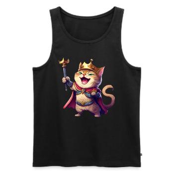 Cartoon Cat Laughing - Men's Premium Organic Tank Top - black - Front - Michal (187cm)