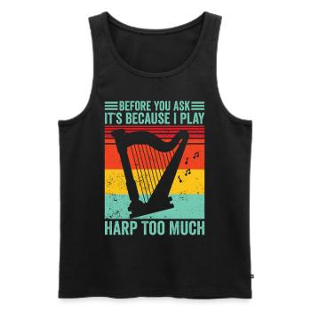 Harfenspieler Harfenist Retro - Männer Premium Bio Tank Top - Schwarz - Vorne - Michal (187cm)