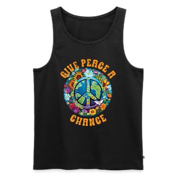 Hippie Peace Sign Peace Flowers Flower Child - Men's Premium Organic Tank Top - black - Front - Michal (187cm)