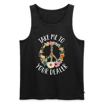 Hippie Peace Sign Peace Flowers Flower Child - Men's Premium Organic Tank Top - black - Front - Michal (187cm)