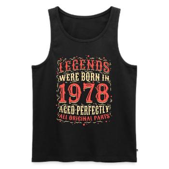 Legends were born in 1978 Birthday - Men's Premium Organic Tank Top - black - Front - AI Model Male 178 light (178cm)
