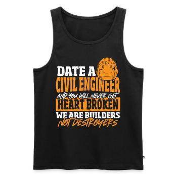 Date Civil Engineer Never Get Heart Broken Civil - Men's Premium Organic Tank Top - black - Front - AI Model Male 178 light (178cm)