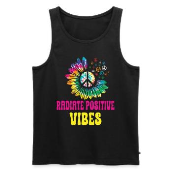 Hippie Peace Sign Peace Flowers Flower Child - Débardeur bio Premium Homme - noir - Devant - Michal (187cm)
