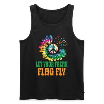 Hippie Peace Sign Peace Flowers Flower Child - Débardeur bio Premium Homme - noir - Devant - Michal (187cm)
