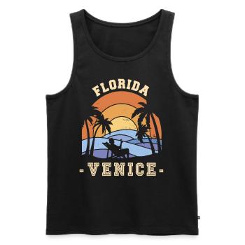 Floride-Venise-Palmiers-Vacances-Océan-Surf - Débardeur bio Premium Homme - noir - Devant - Michal (187cm)