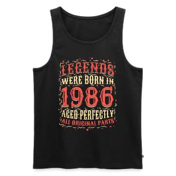 Les légendes sont nées en 1986 anniversaire - Débardeur bio Premium Homme - noir - Devant - AI Model Male 178 light (178cm)