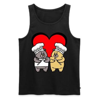 Teddybär Koch Geburtstagsgeschenk Köchin kochen - Männer Premium Bio Tank Top - Schwarz - Vorne - Michal (187cm)