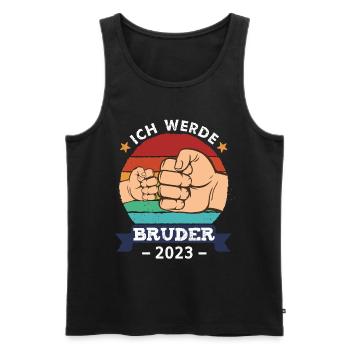 Ich werde Bruder 2023 - Männer Premium Bio Tank Top - Schwarz - Vorne - Michal (187cm)