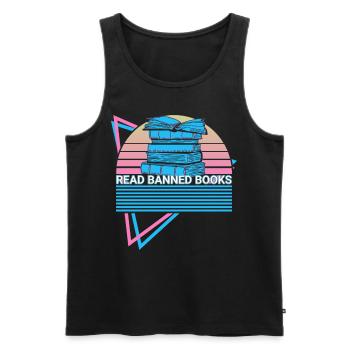 Book reader Bookworm - Men's Premium Organic Tank Top - black - Front - AI Model Male 178 light (178cm)