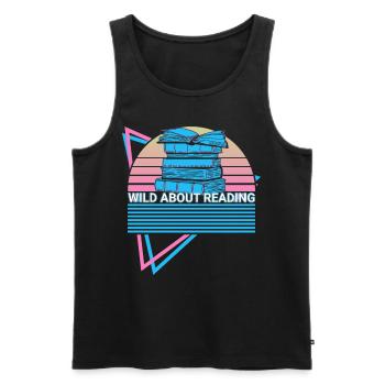 Funny Book Reader Bookworm - Men's Premium Organic Tank Top - black - Front - AI Model Male 178 light (178cm)