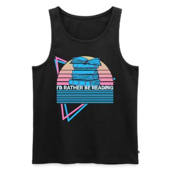 Funny Book Reader Bookworm - Men's Premium Organic Tank Top - black - Front - AI Model Male 178 light (178cm)