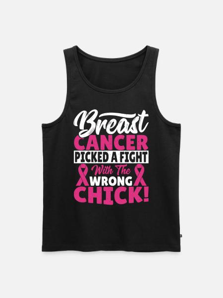 Breast Cancer Picked A Fight With The Wrong Chick! - Men's Premium Organic Tank Top - black