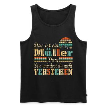 Name Müller - Männer Premium Bio Tank Top - Schwarz - Vorne - Michal (187cm)