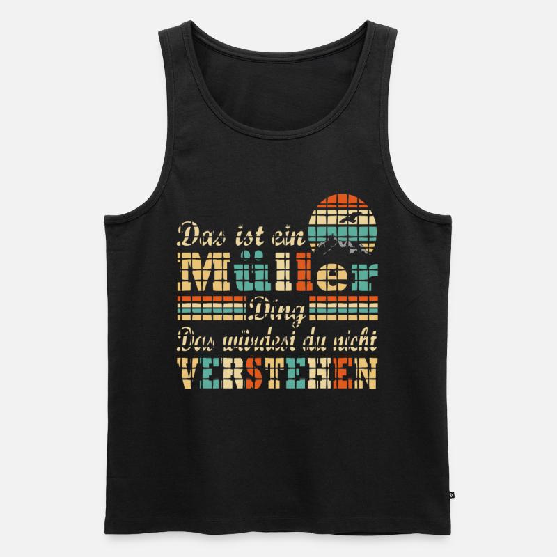 Name Müller - Männer Premium Bio Tank Top - Schwarz