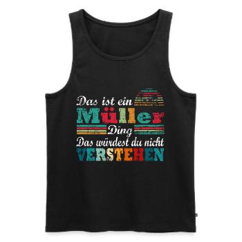 Müller - Männer Premium Bio Tank Top - Schwarz - Vorne - Michal (187cm)