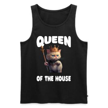 Reine de la maison drôle de chat royal - Débardeur bio Premium Homme - noir - Devant - Michal (187cm)