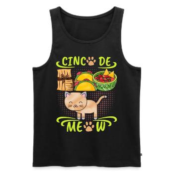 Cinco-de-Mayo, Mexico, funny cat, saying - Men's Premium Organic Tank Top - black - Front - AI Model Male 178 light (178cm)
